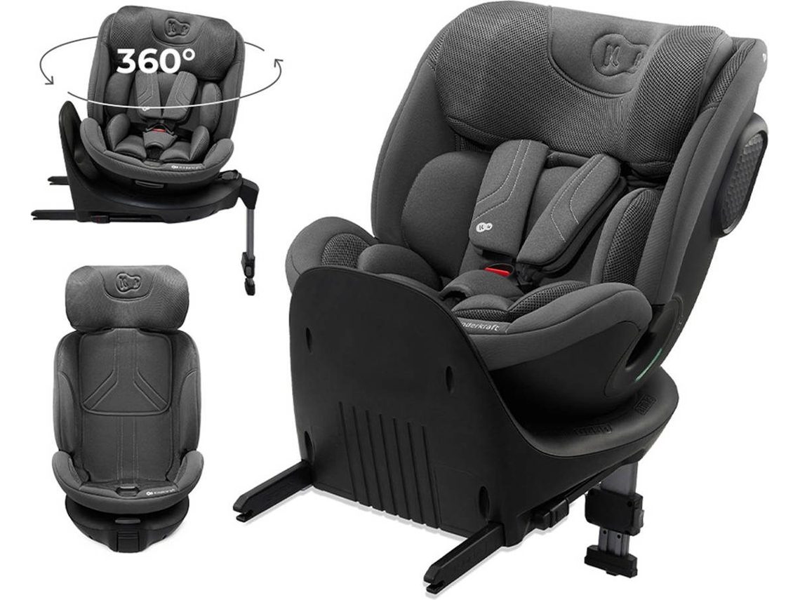 Silla De Coche Kinderkraft XRIDER 2 i-Size 40–150 cm con rotación 360°, RWF hasta 105 cm e ISOFIX Gris