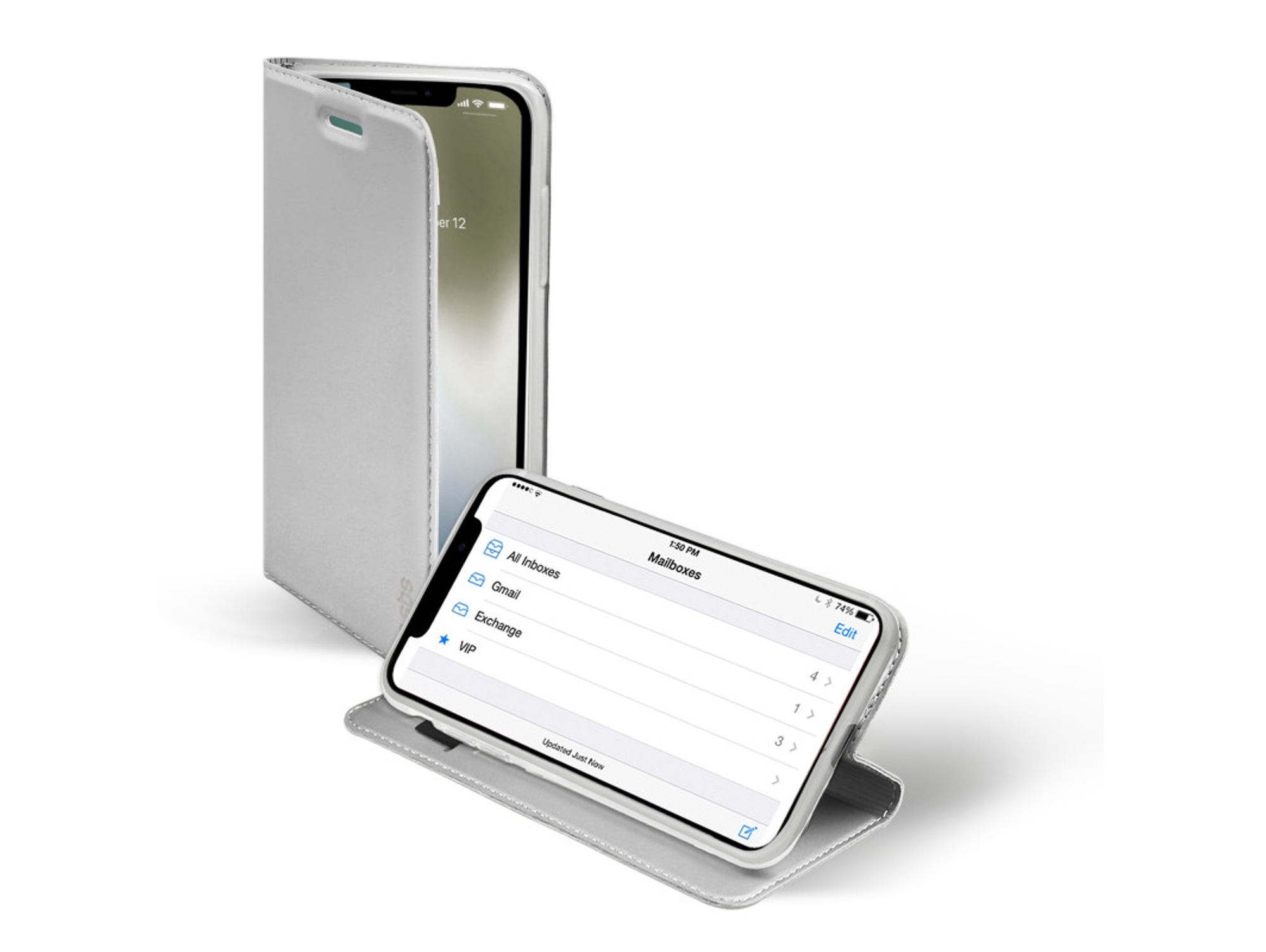 Funda iPhone X, Xs SBS Book Stand Plateado
