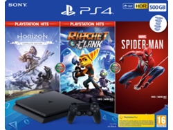 Consola PS4 Slim + Horizon Zero Dawn + Ratchet & Clank + Spider-man (500 GB)