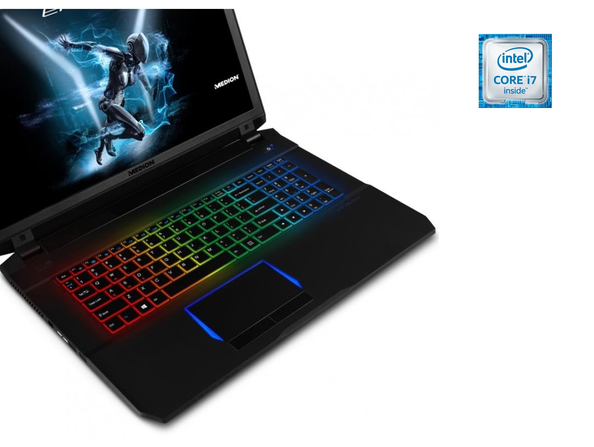 Portátil Gaming MEDION Erazer X7853-MD60707 (Intel Core i7-7700HQ - NVIDIA GeForce GTX 1070 - RAM: 16 GB - 1 TB HDD + 256 GB SSD - 17.3'')