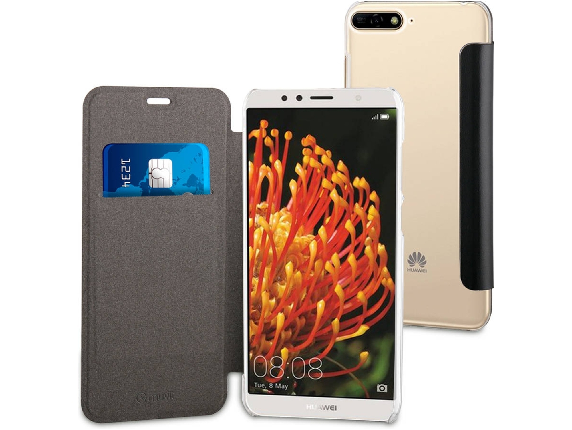Funda Huawei Y6 2018 MUVIT Folio Negro