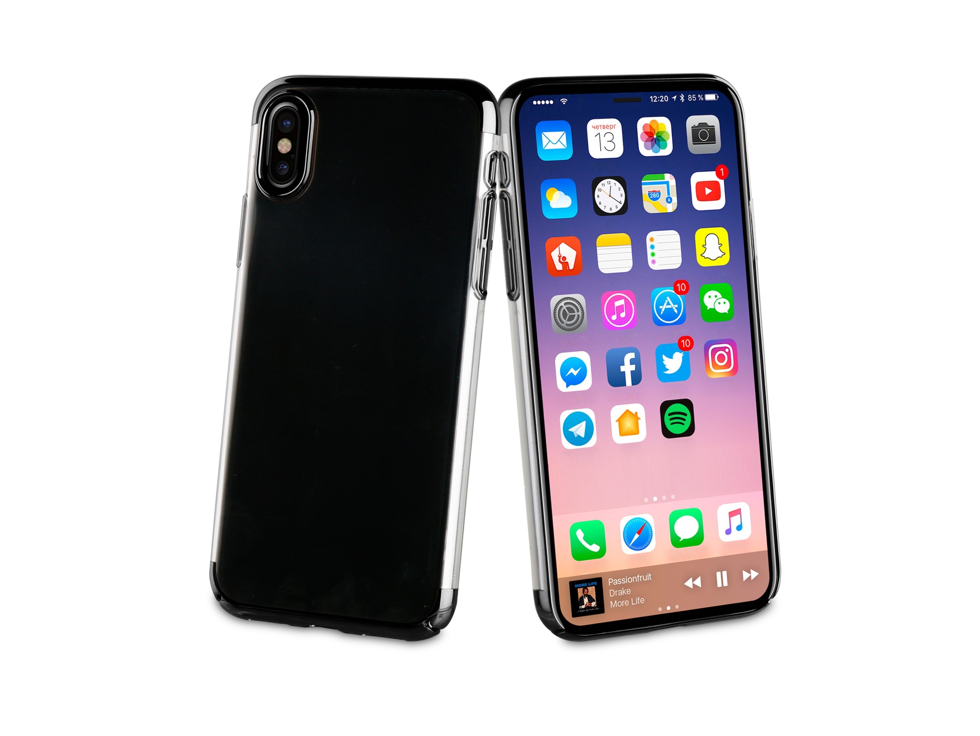 Carcasa iPhone X MUVIT Crystal Negro