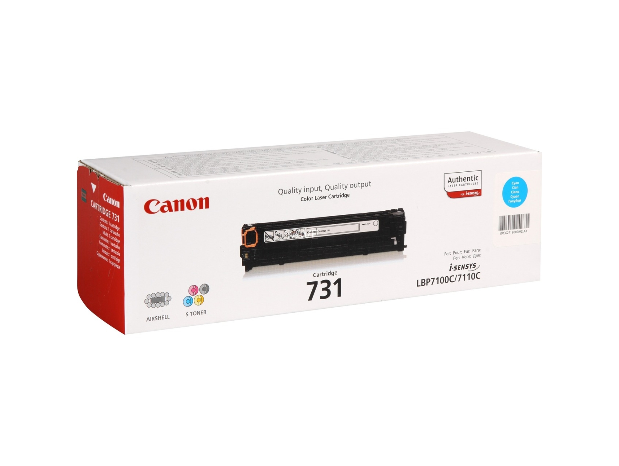 Cartucho de tóner Original CANON 731 Cián  para i-SENSYS LBP7100Cn, LBP7110Cw, MF623Cn, MF628Cw, MF8230Cn, MF8280Cw