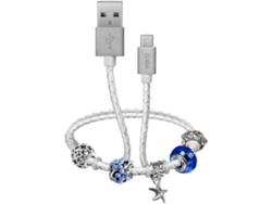 Cable SBS Charm (USB - MicroUSB - 0.39 m - Plateado)