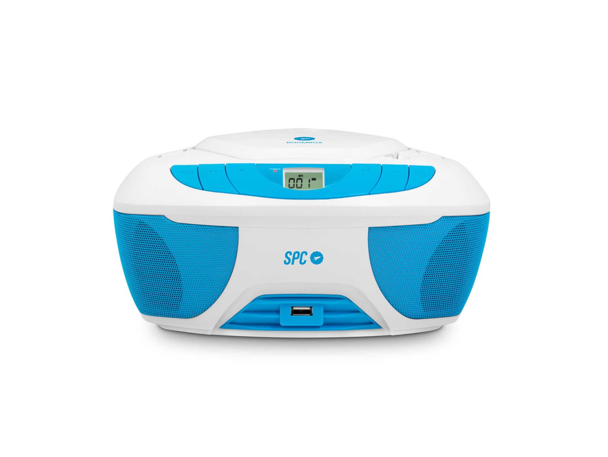Radio Boombox c/ Lector CD SPC 4500A - (Azul - AM/FM - Pilas y Corriente)