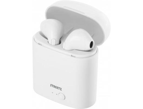 Auriculares Bluetooth True Wireless STREETZ Tws-0008 (In Ear - Micrófono - Blanco)