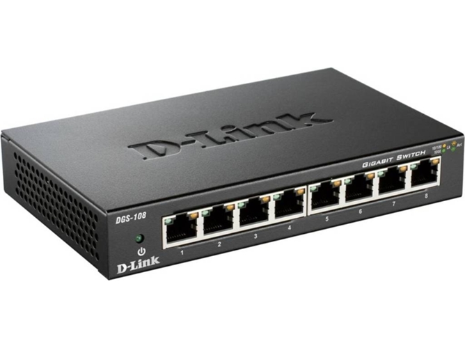 Switch Gigabit de 8 puertos D-LINK DGS-108 — 2000 Mbps | 8 Portas