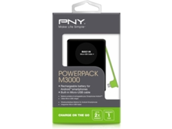 Powerbank PNY M3000 (3000 mAh - 2 USB - MicroUSB - Negro)