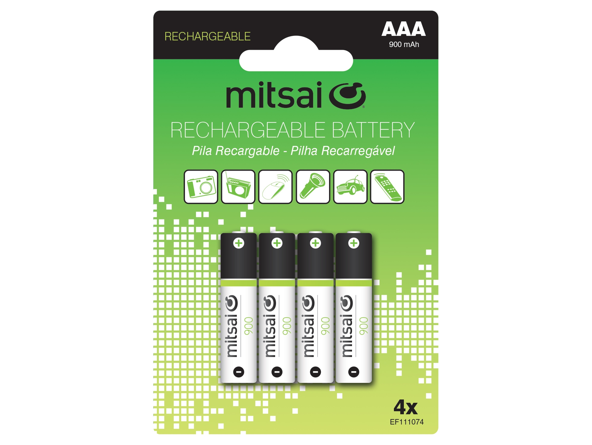 Pilas recargables HR3 AAA 900MAH (4 unidades)