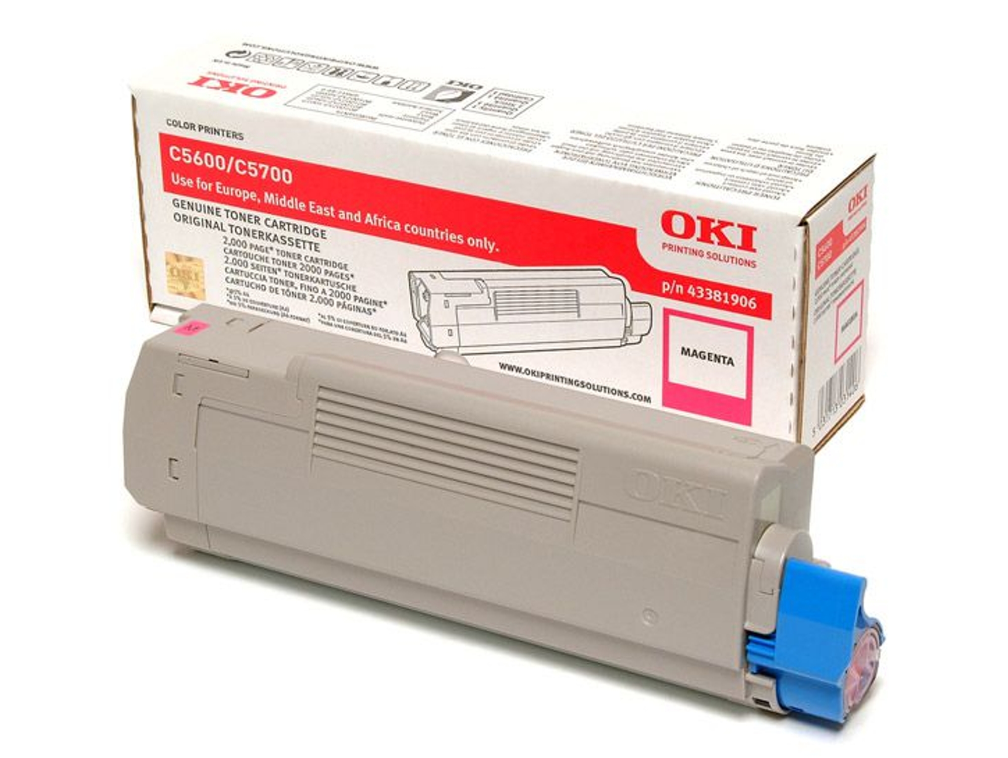 Cartucho de Tóner OKI 43381906 Magenta  para C5600, 5600dn, 5600n, 5700dn, 5700n