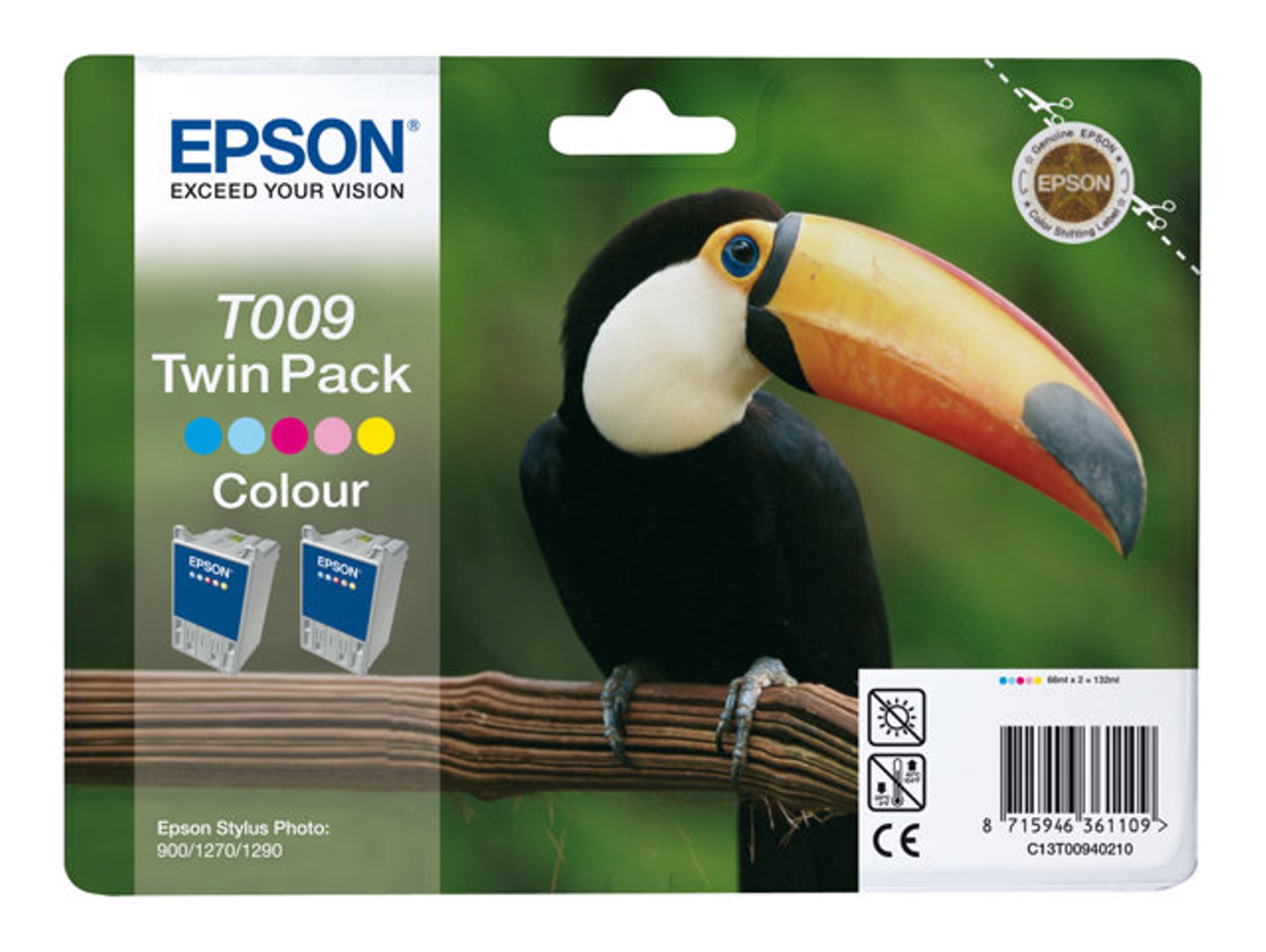 Cartucho de tinta original EPSON, Tucán 66 ml, Color, C13T00940110, T0094