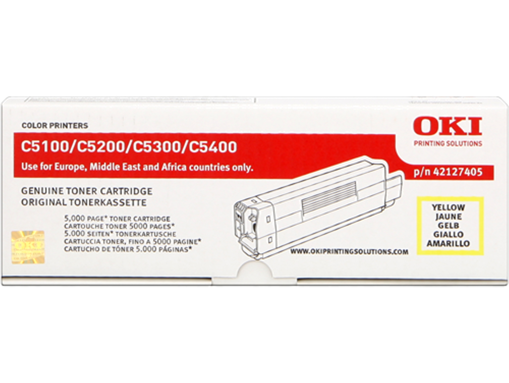 Cartucho de Tóner OKI 42127405 5000 Pág Amarillo