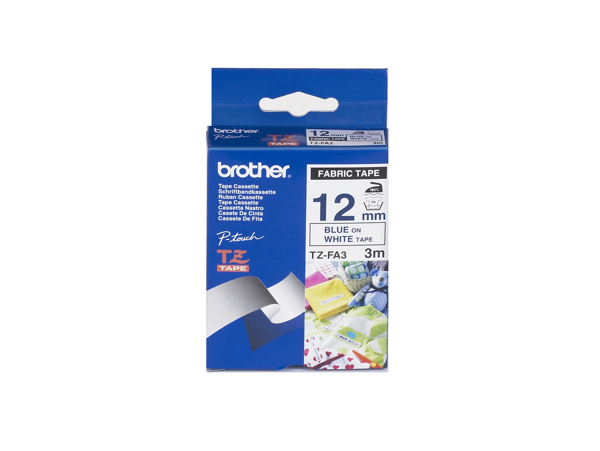 Cinta Textil BROTHER TZe-FA3  para P-Touch PT-D200, D450, D800, E550, H110, P300, P750, P900, P950, P-Touch EDGE PT-P750