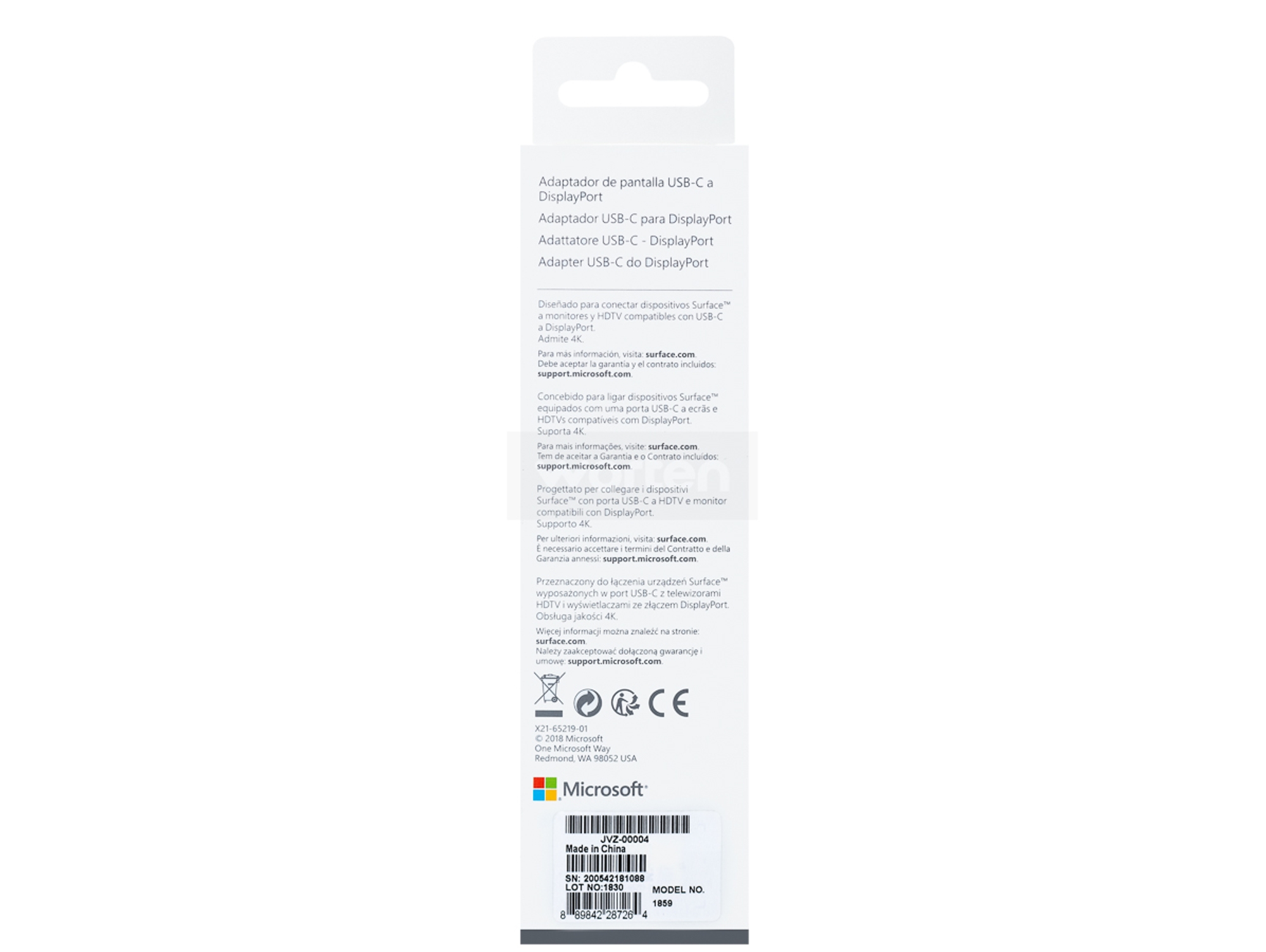 Adaptador MICROSOFT Surface Go JVZ-00004