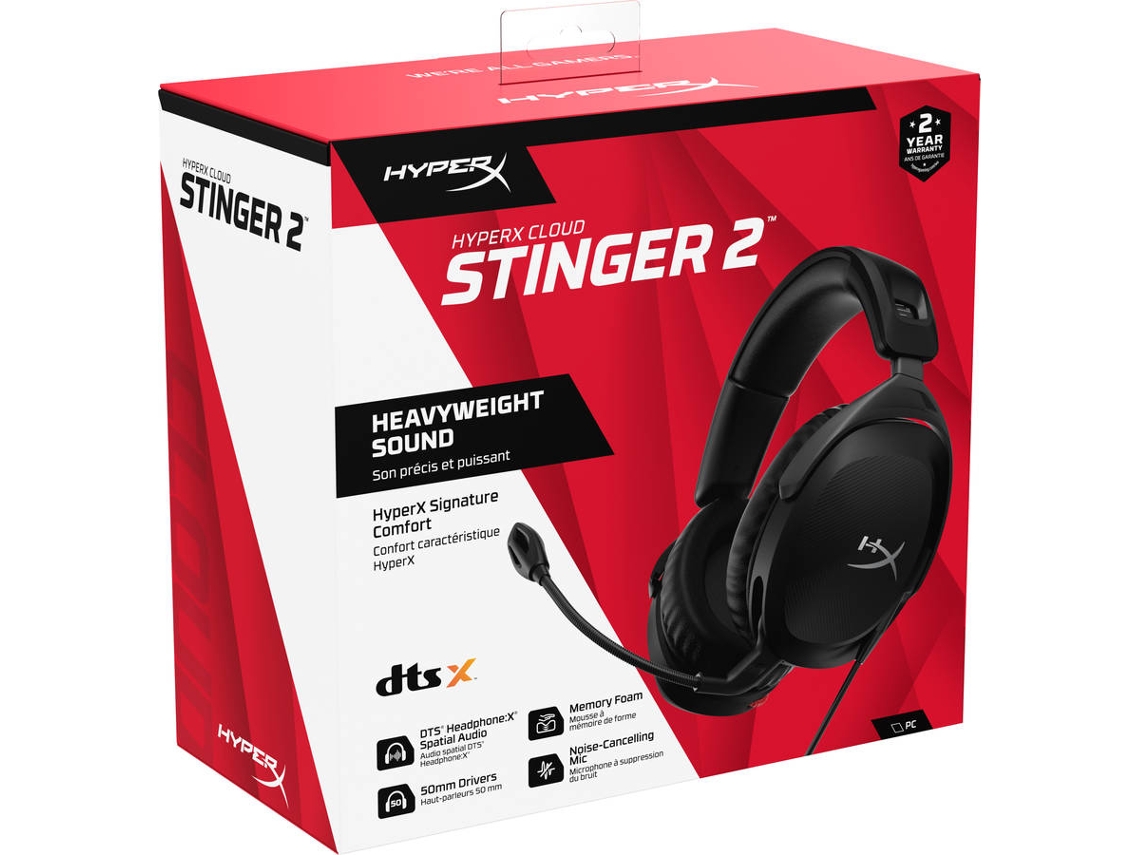 HyperX Cloud Stinger 2 Core - Auriculares para juegos de PC, auriculares  ligeros sobre la oreja con micrófono, función de micrófono giratorio a