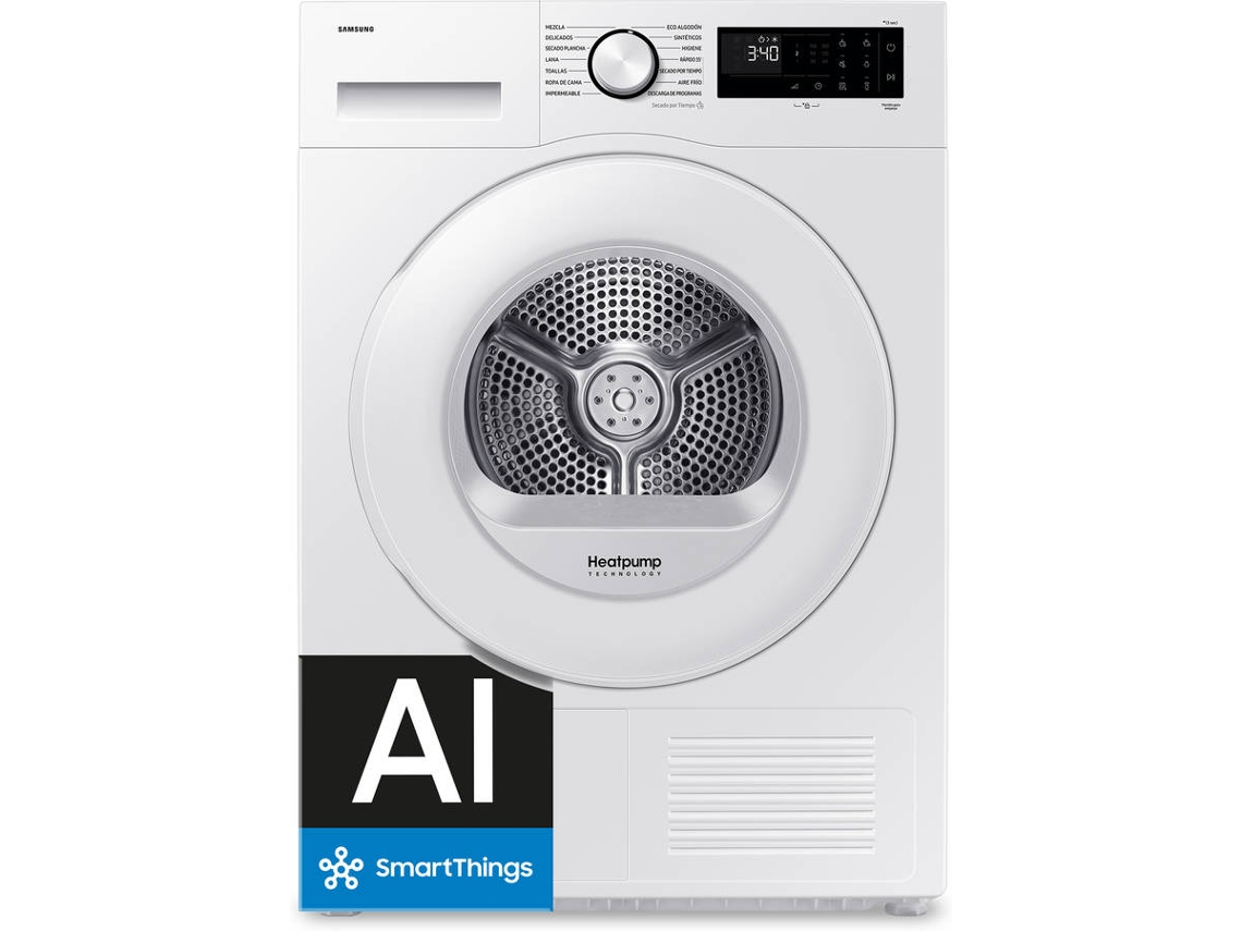 Secadora SAMSUNG DV90DG52A0TEEC (9 kg - Bomba de Calor - Blanco)
