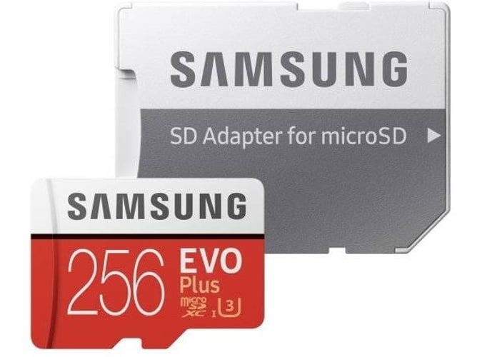 Tarjeta de Memória MicroSDXC SAMSUNG Evo Plus (256 GB - 100 MB/s - C10) + Adaptador