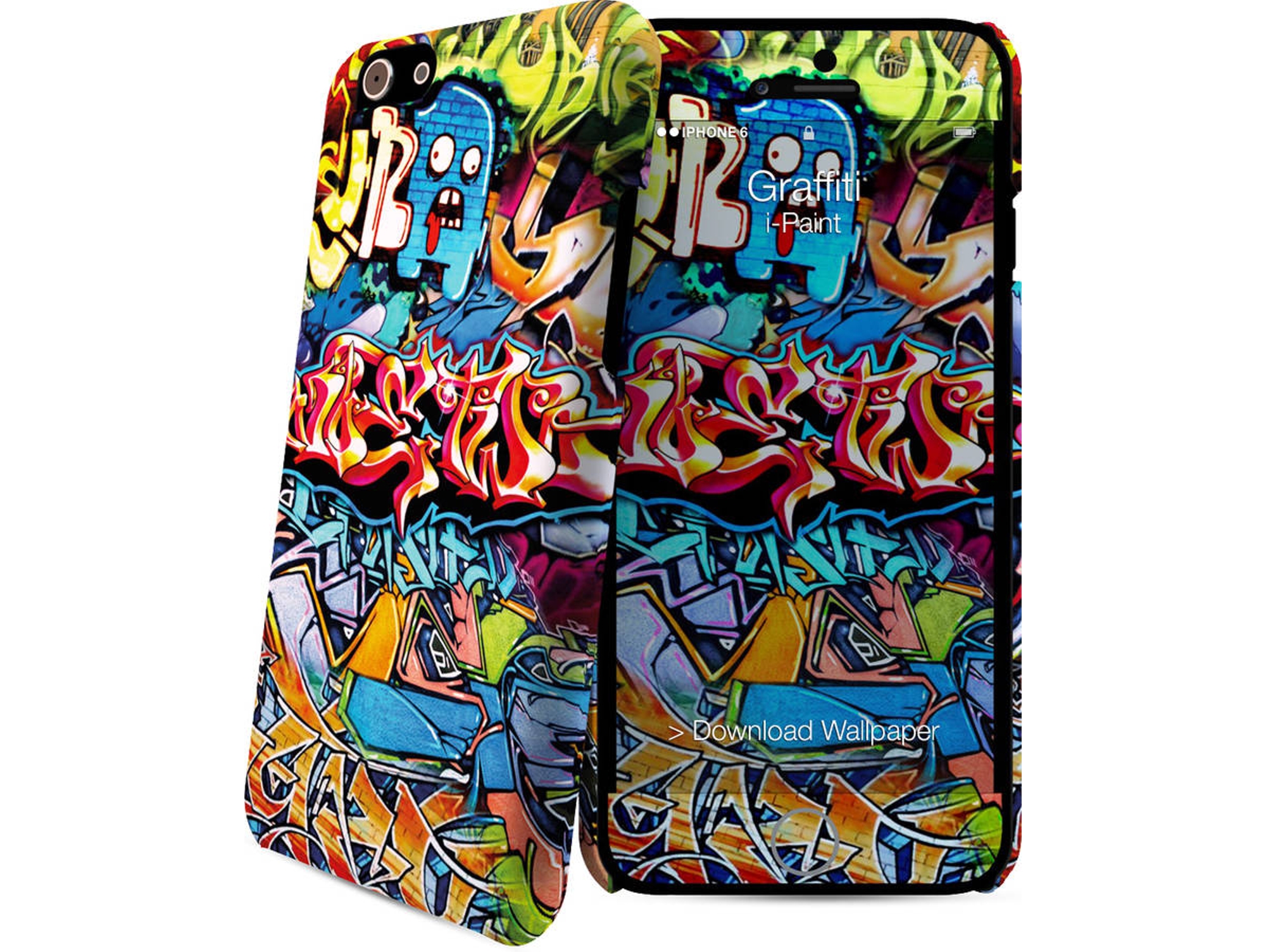 Carcasa y Protector de Pantalla iPhone 6, 6s I-PAINT Grafitti Multicolor