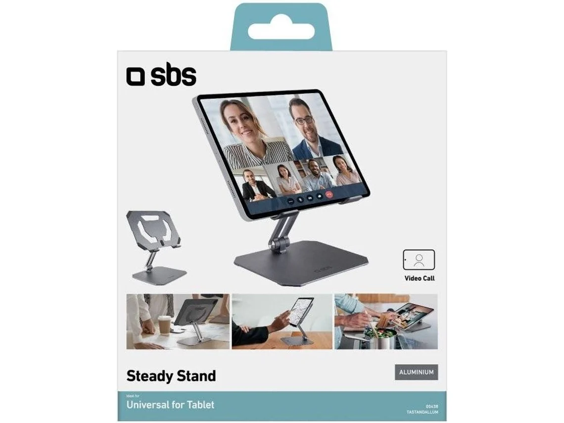 Soporte SBS de Aluminio para Tablets (Acero Inoxidable - Negro)