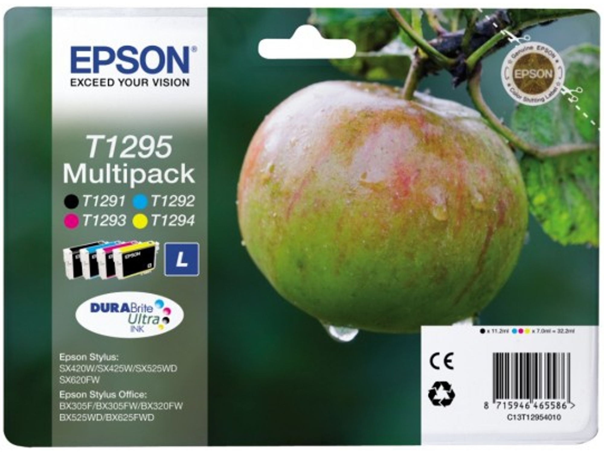 Pack ahorro cartuchos de tinta original EPSON T1295, Manzana, C13T12954022