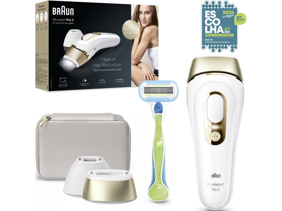 Depiladora de Luz Pulsada BRAUN Silk Expert S5 Pl5152 1Un (IPL - Multi-zonas - Corriente)