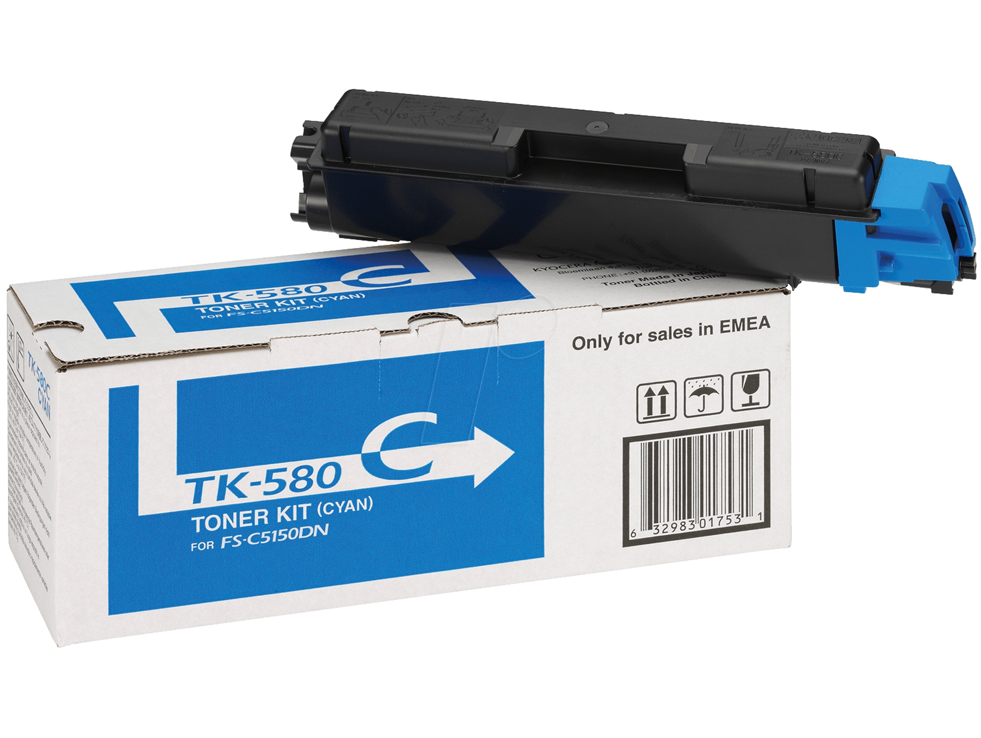 Cartucho de tóner Original KYOCERA TK 580C Cian  para ECOSYS P6021cdn, P6021cdn/KL3, FS-C5150DN, C5150DN/KL3