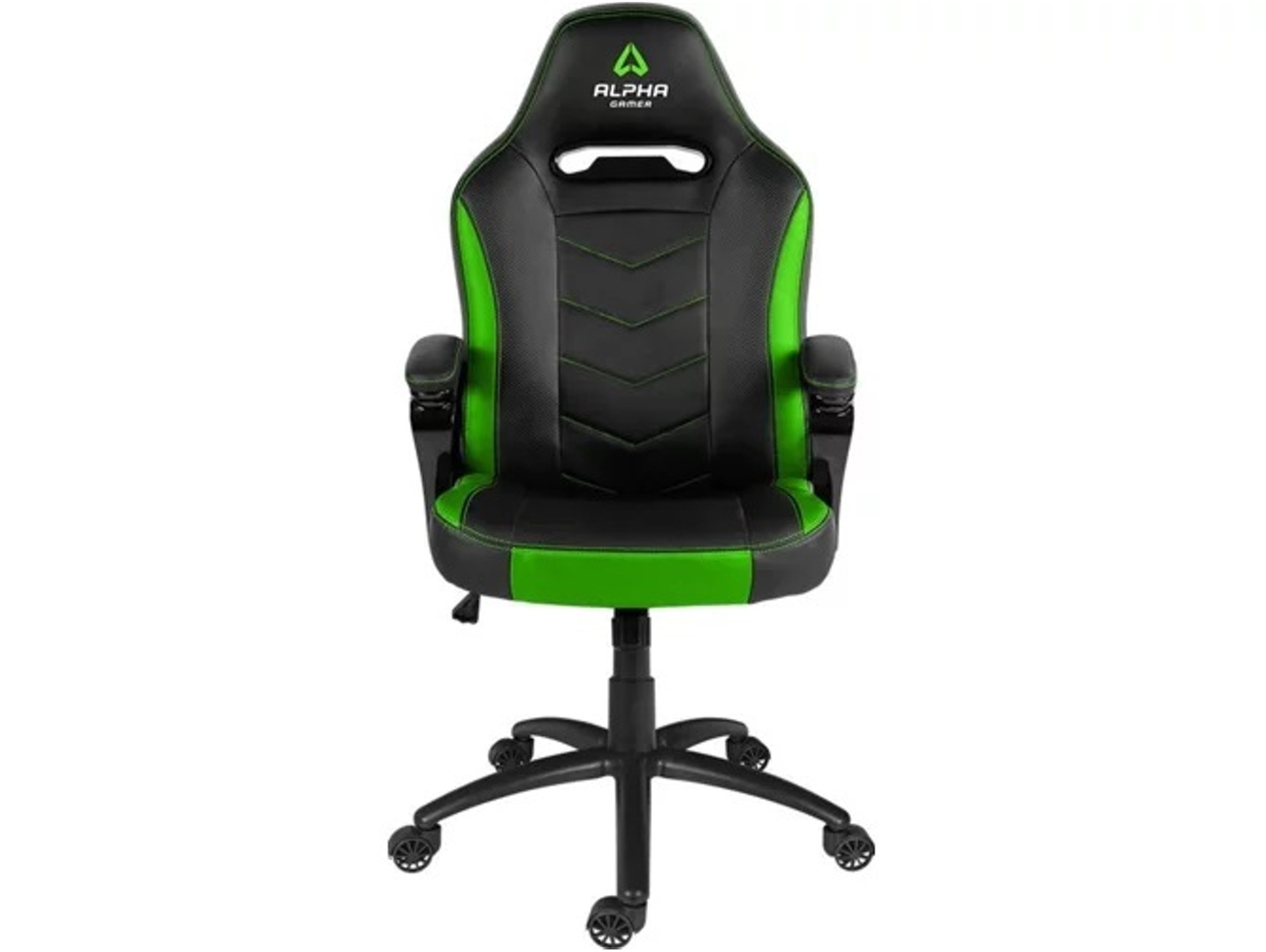 Silla Gaming ALPHA GAMER Kappa (Hasta 150 kg - Elevador a Gas Clase 4 - Negro y Verde)