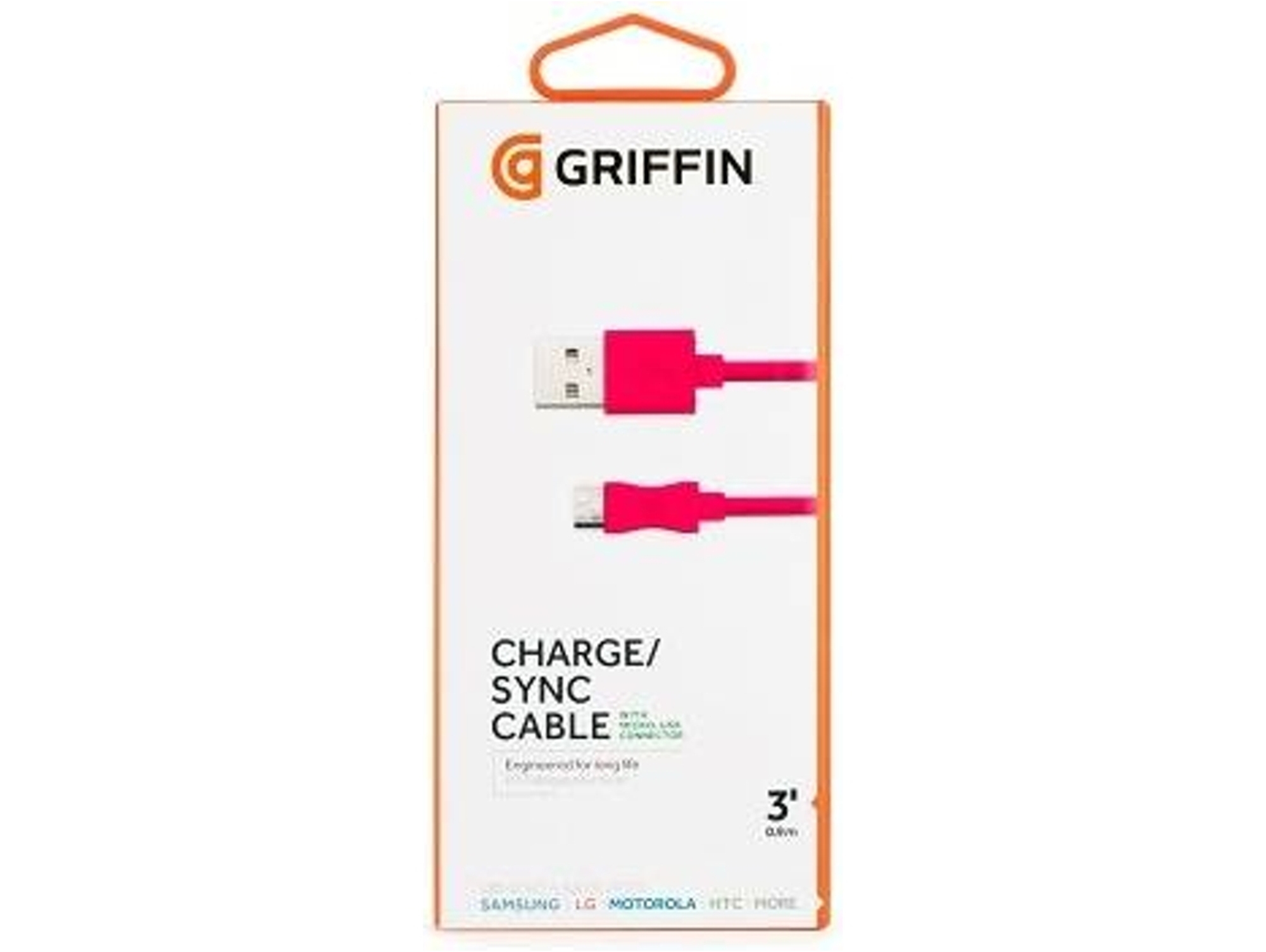 Cable GRIFFIN GC40595 (USB - MicroUSB - 0.9 m - Rosa)