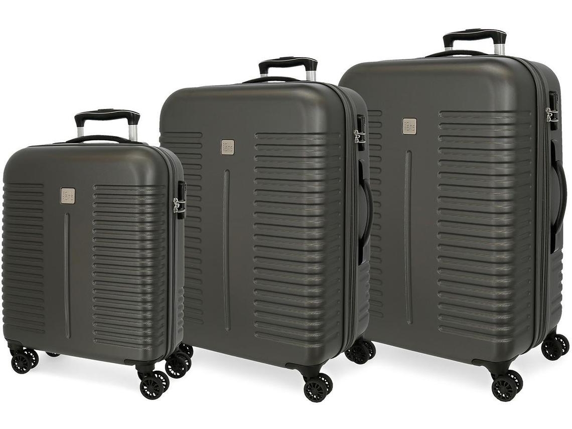 Conjunto de 3 Maletas de Viaje ROLL ROAD India Gris (55/70/80cm - 37/75/108L)