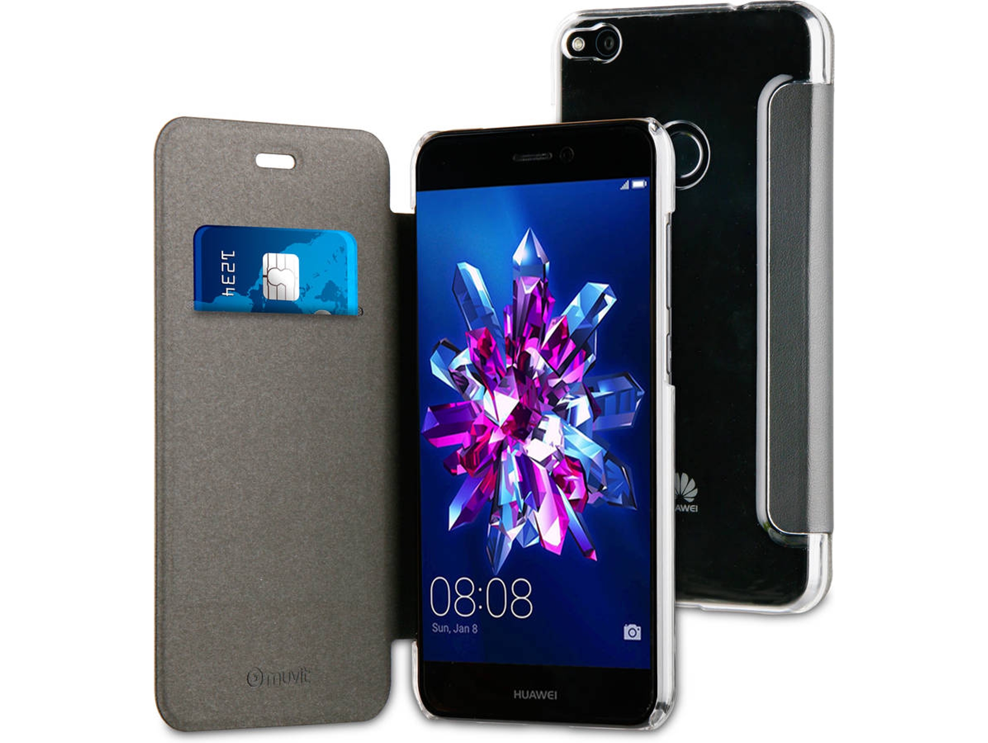 Funda Huawei P8 Lite 2017 MUVIT Folio Negro