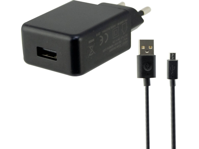 Cargador KSIX BXCDU2CB (USB - MicroUSB - Negro)