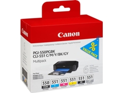 Pack 6 Cartuchos de tinta Original CANON PGI-550/CLI-551