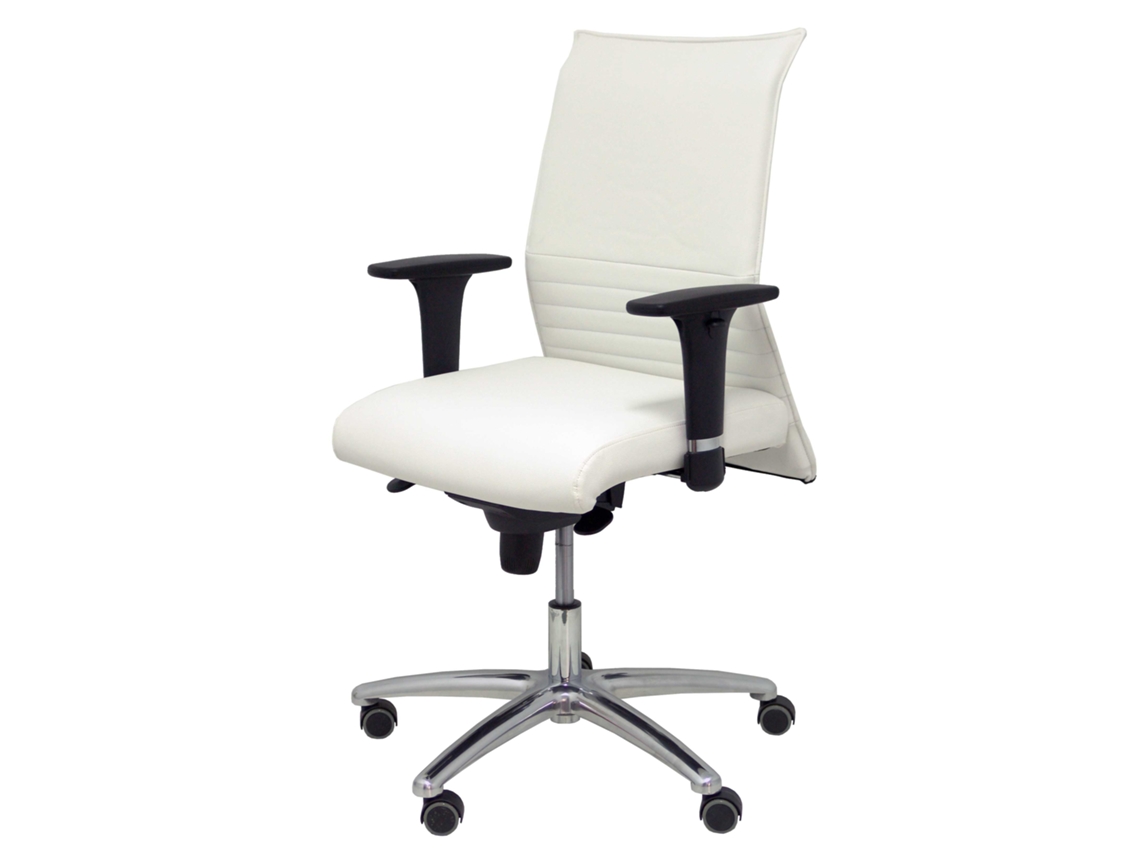Silla de Escritorio Ejecutiva PYC Albacete XL Blanco con ruedas antiarañazos (Brazos Ajustables - Piel sintética)