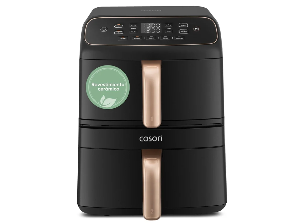 Freidora de aire compacta Cosori Turbo Tower de 8,6 litros con calentamiento superior y revestimiento 100 % cerámico, libre de PFA.