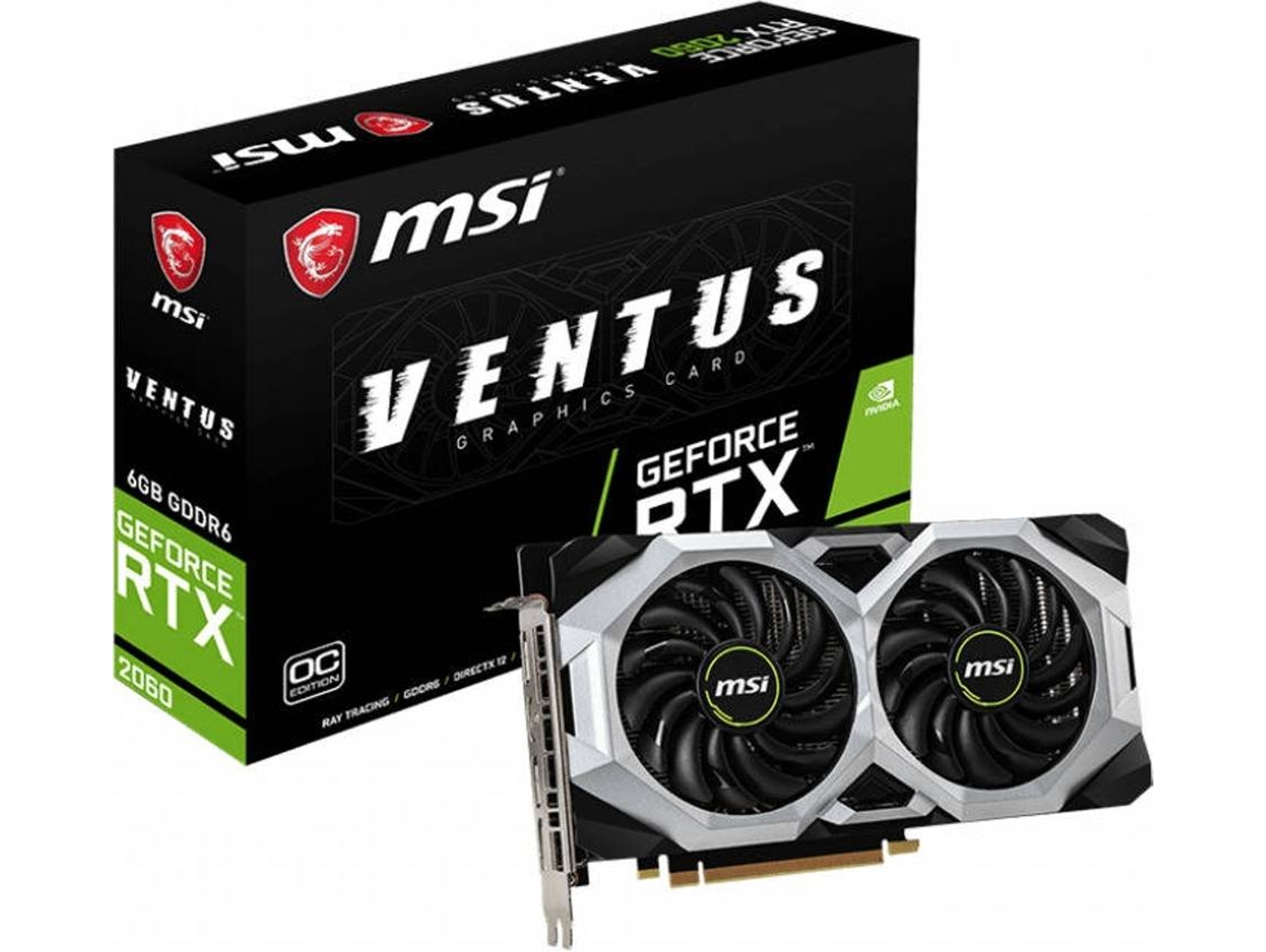 Tarjeta Gráfica MSI Ventus GeForce RTX 2060 OC - V375-017R (6 GB, GDDR6, 7680 x 4320 Pixeles)