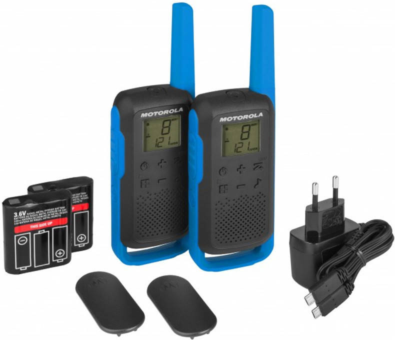 Walkie-talkie MOTOROLA T62 Pack (16 Canales - 8 Km - Hasta 18h de autonomía - Negro)