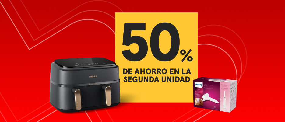 50% en la segunda unidad de las marcas Ufesa, Philips y Flama