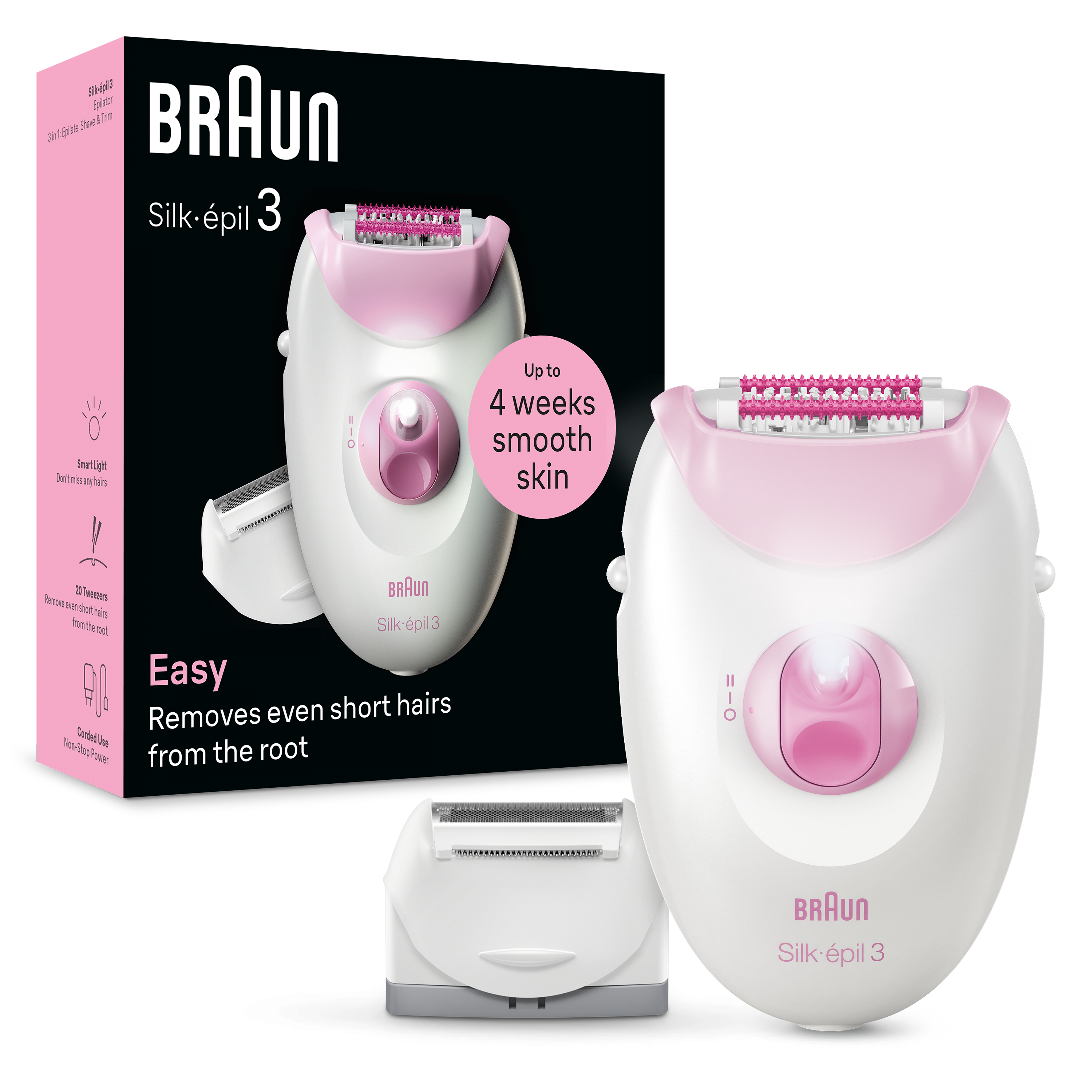 Depiladora BRAUN Silk Epil S3 SE3-031 Essential 1Un (Inicio - Multi-zonas - Corriente)
