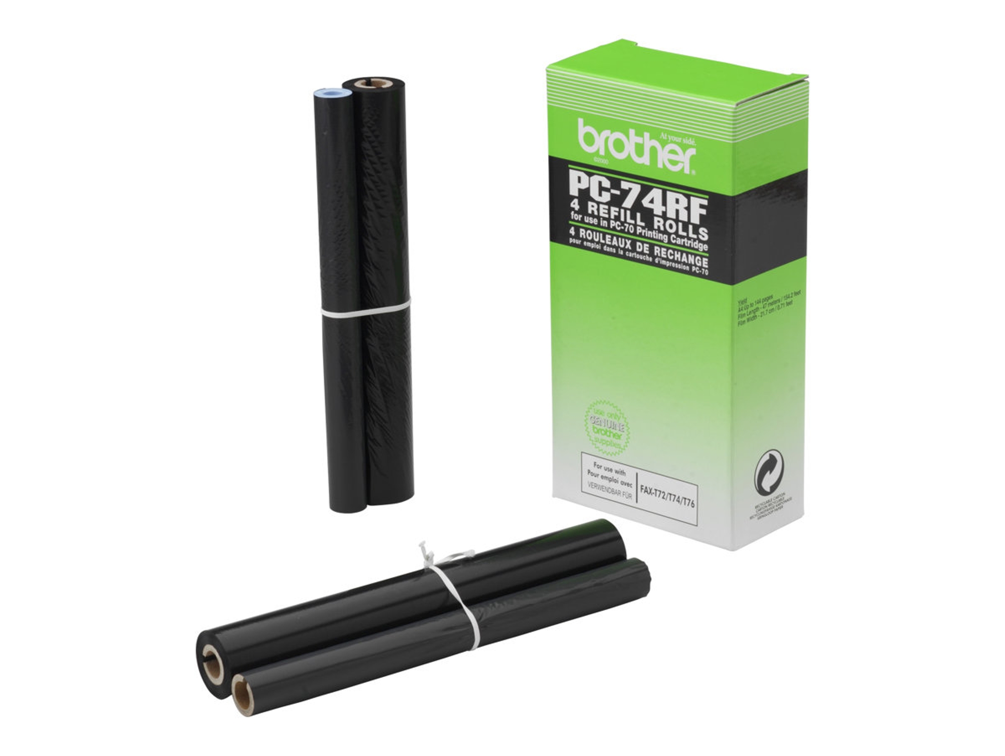Consumible BROTHER Recambio 4 bobinas. Aprox. 144 páginas cada una PC74RF para Fax