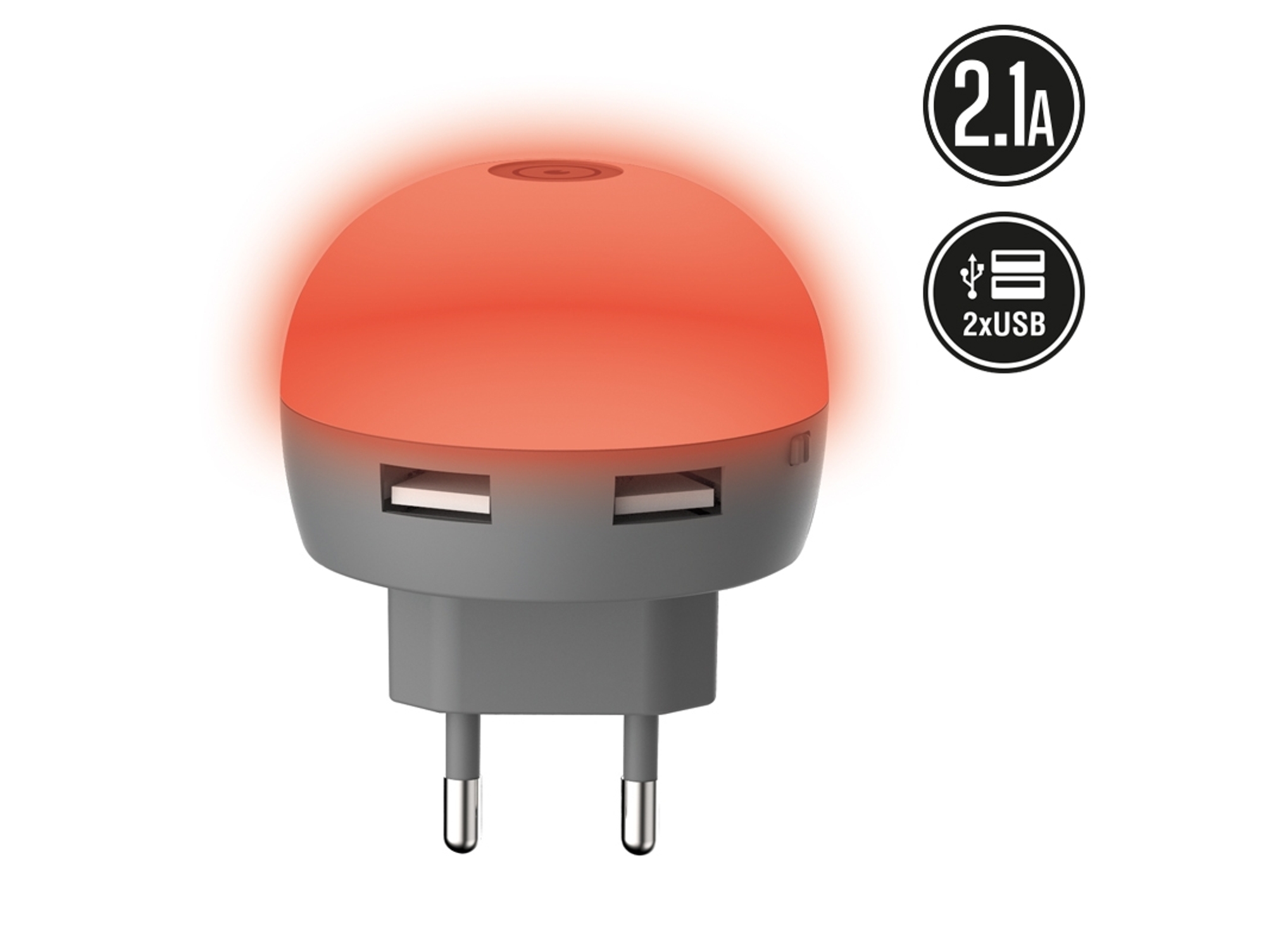 Transformador MUVIT Life USB Dual 2.1A LED Rojo