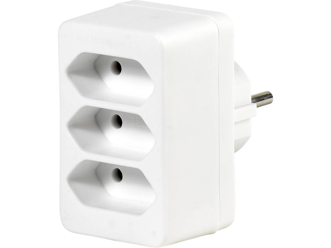 Adaptador VIVANCO 3 EU sin interruptor M-3F (blanco)