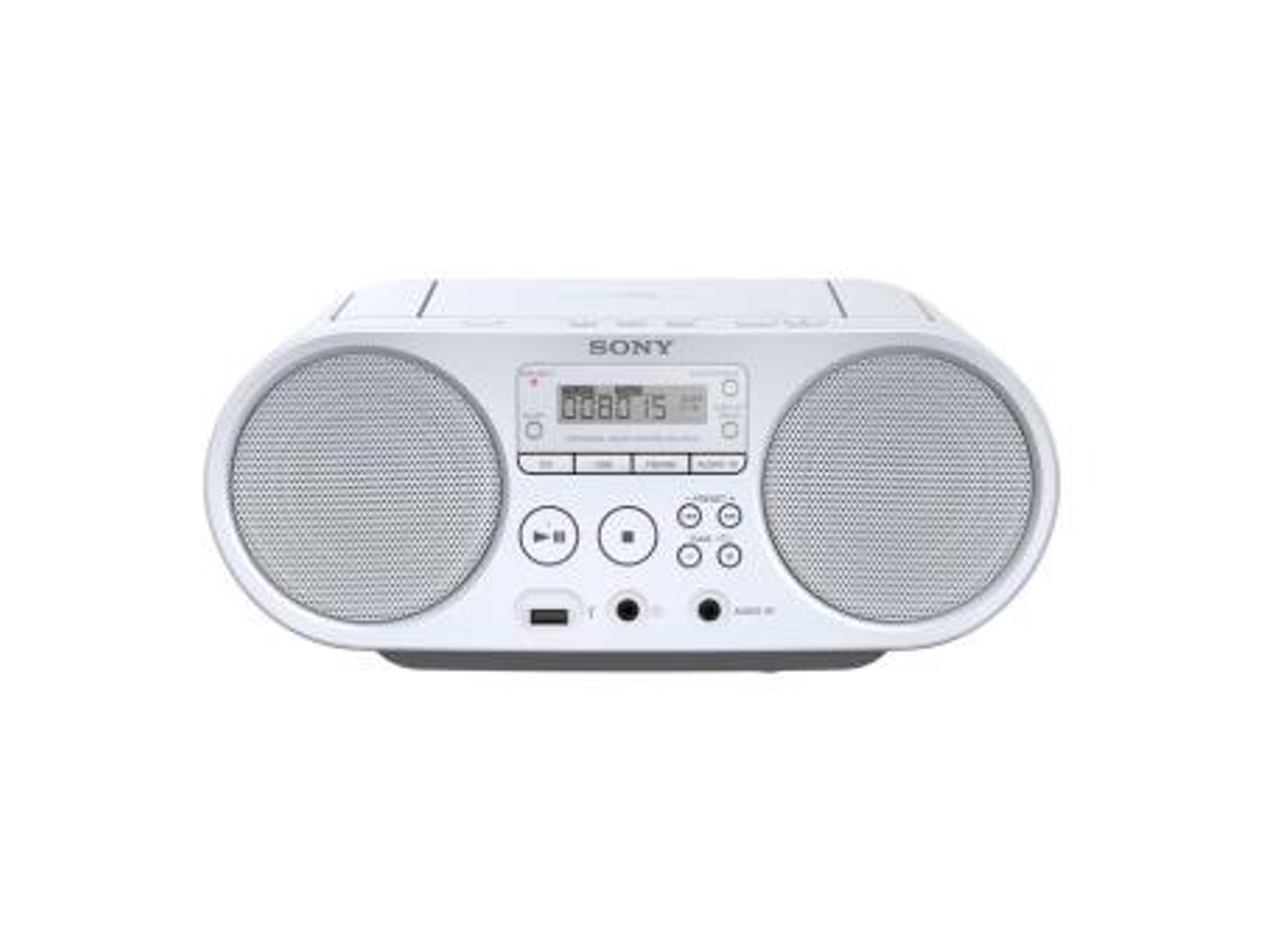 Radio Boombox c/ Lector CD SONY ZSPS50W.CED (Blanco - AM/FM - Pilas)