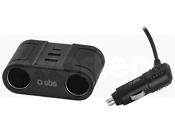 Cargador Auto SBS Splitter USB Negro