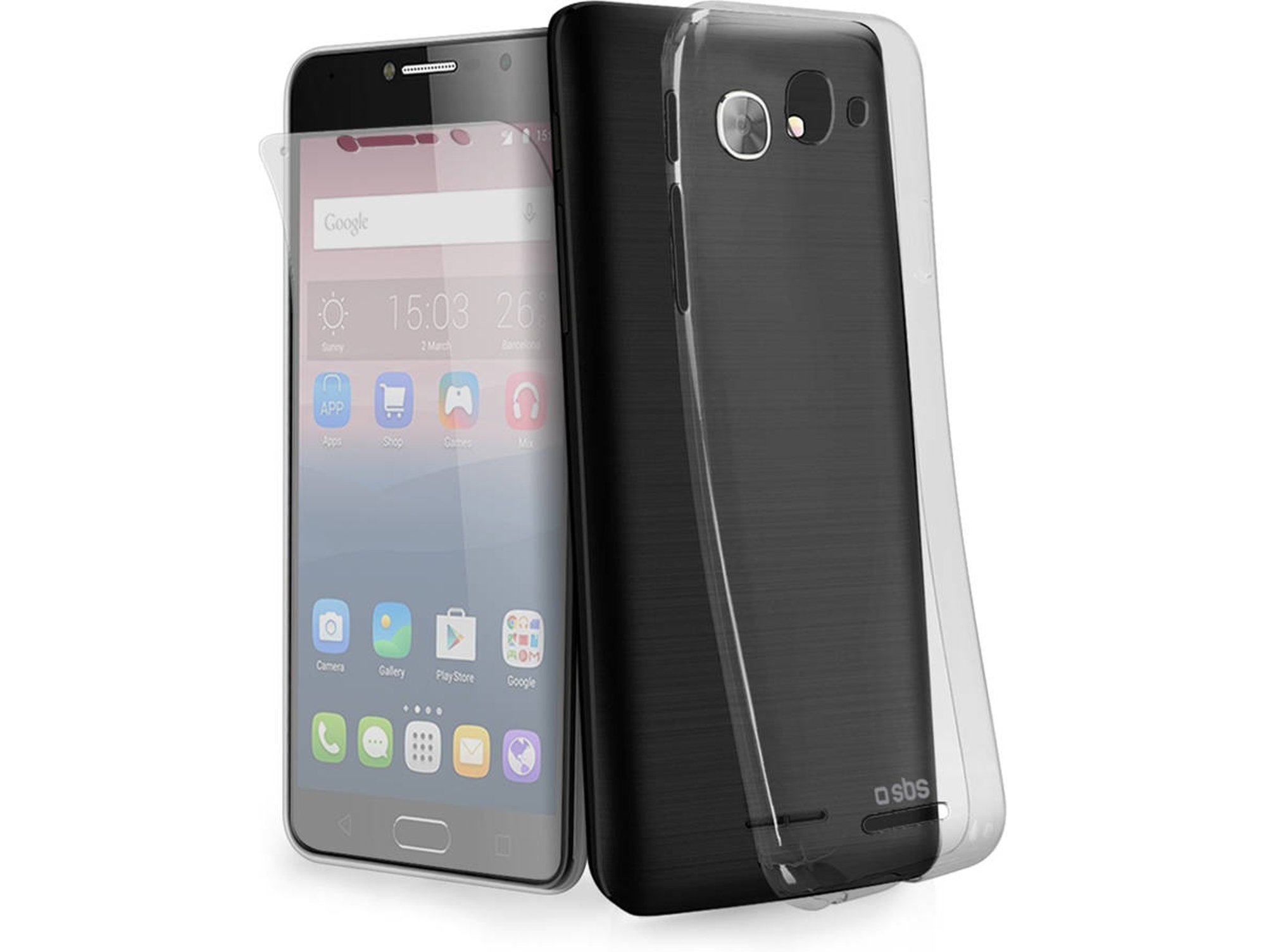 Carcasa y Protector de Pantalla Alcatel Pop 4S SBS Aero Transparente
