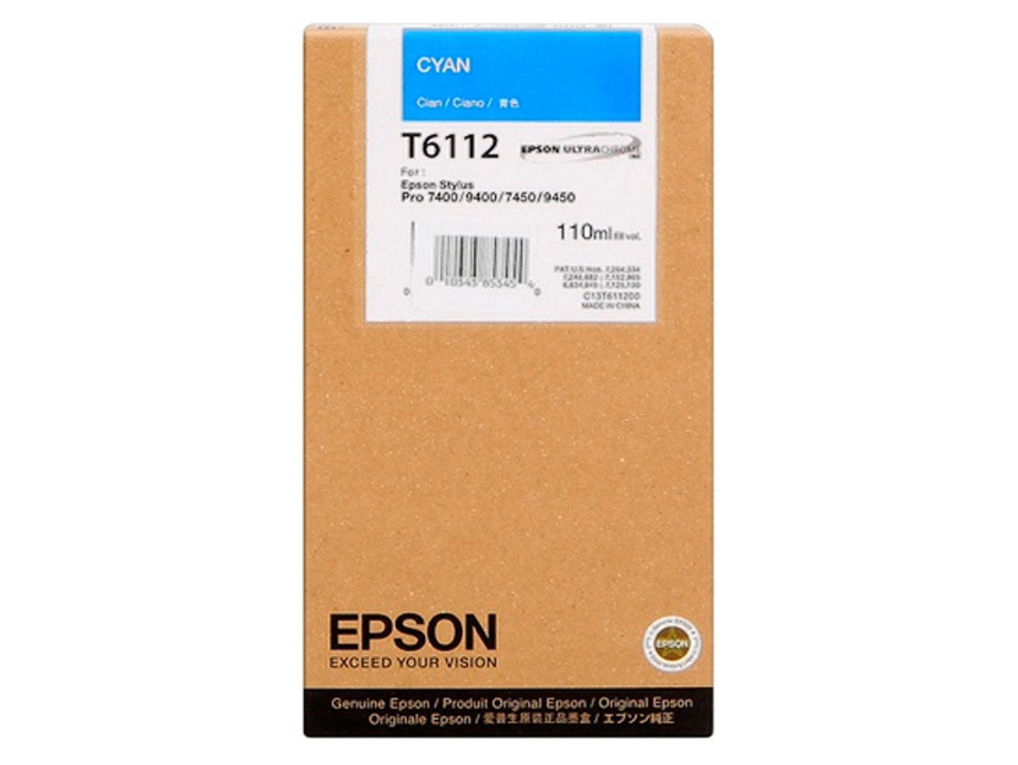 Cartucho de Tinta Original EPSON C13T611200 T6112 Cián  - para Stylus Pro 7400, Pro 7450, Pro 9400, Pro 9450