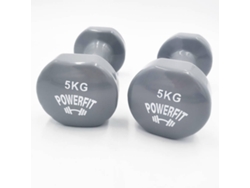 Mancuernas POWERFIT Extremo Plano Gris (5 Kg)