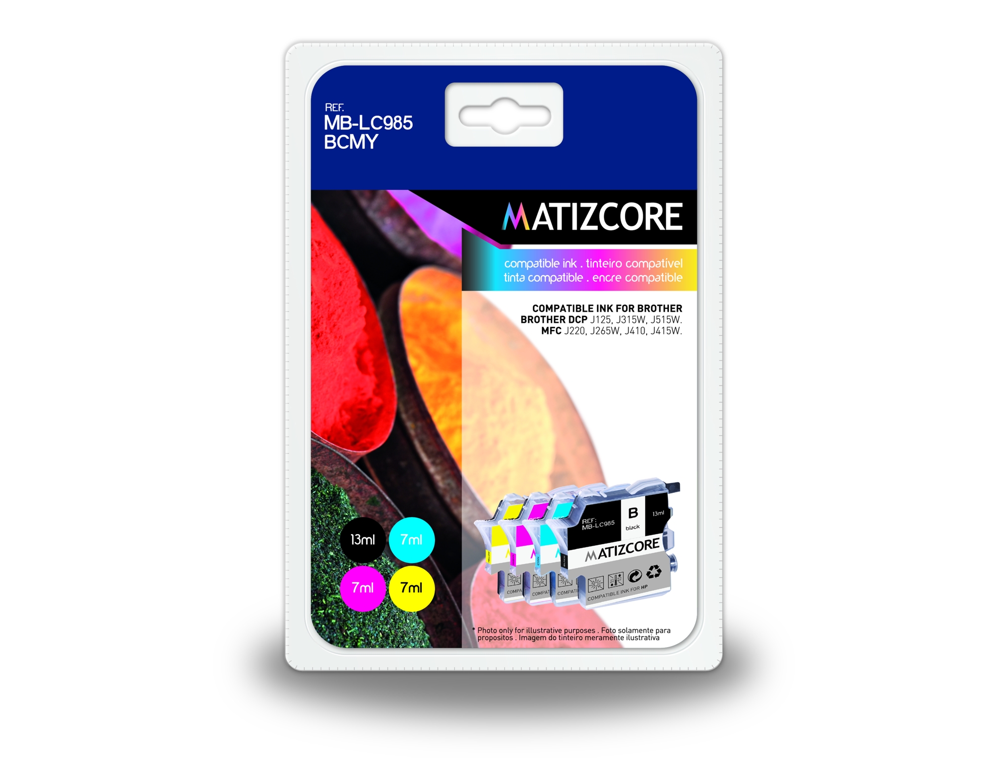 Pack 4 cartuchos MATIZCORE BROTHER LC985