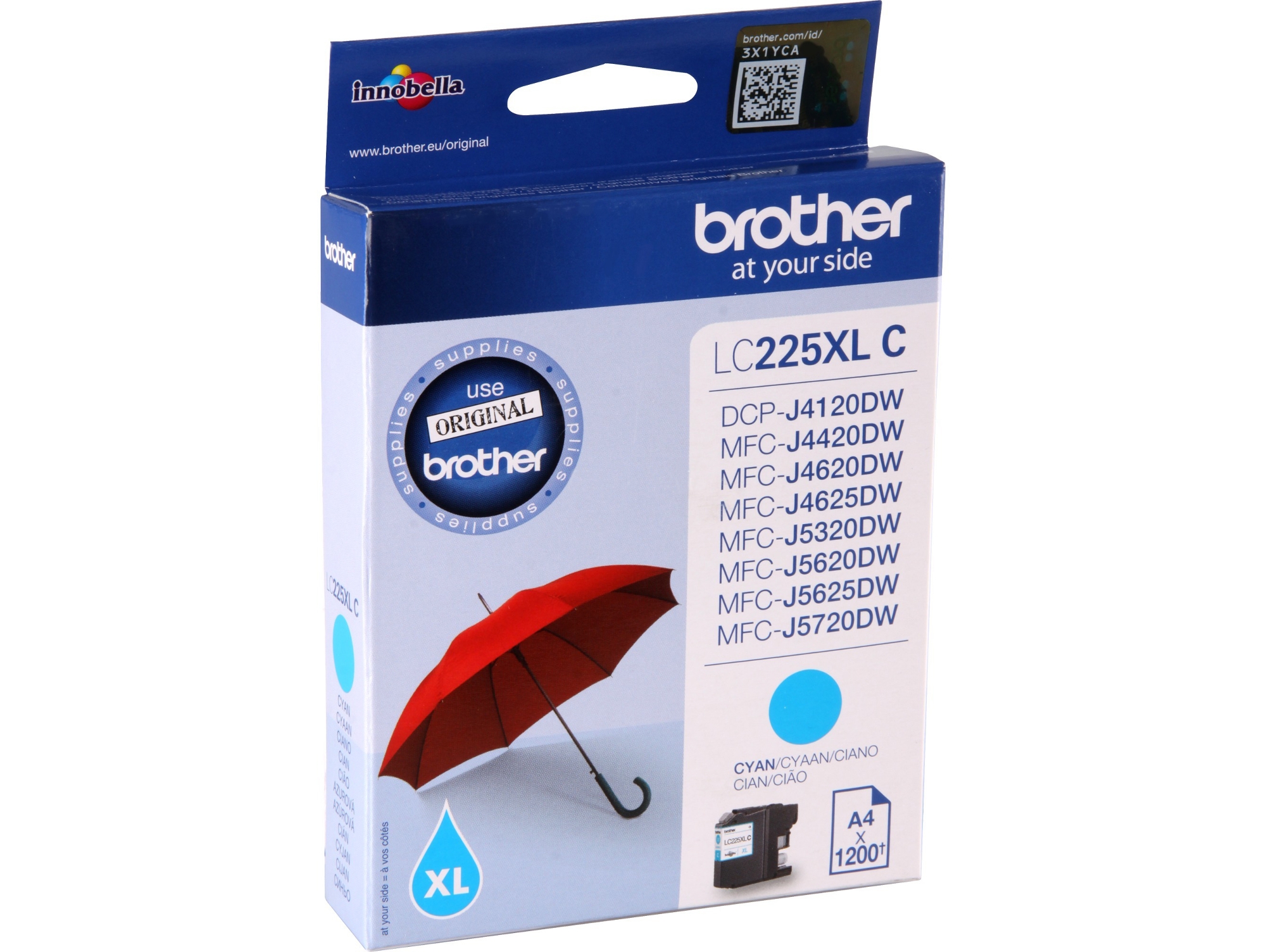 Cartucho de tinta Original BROTHER LC225XL CBP Cian 1.200 páginas