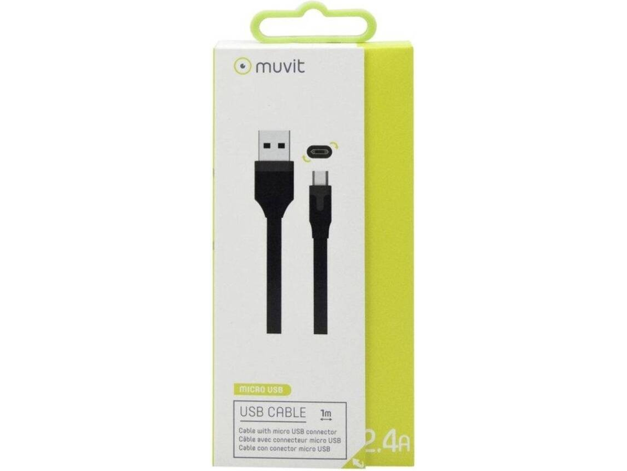 Cable MUVIT MUUSC0159 (USB - Micro-USB - 1m - Negro)