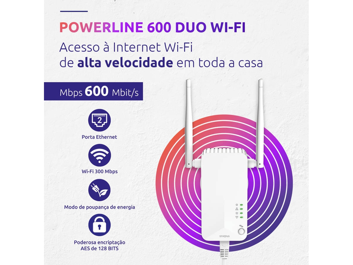 Amplificador Wi-Fi STRONG Powerline Wifi 600 Duo EU V2 (Blanco)